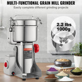 1000g Commercial Electric Spice and Grain Grinder High Speed